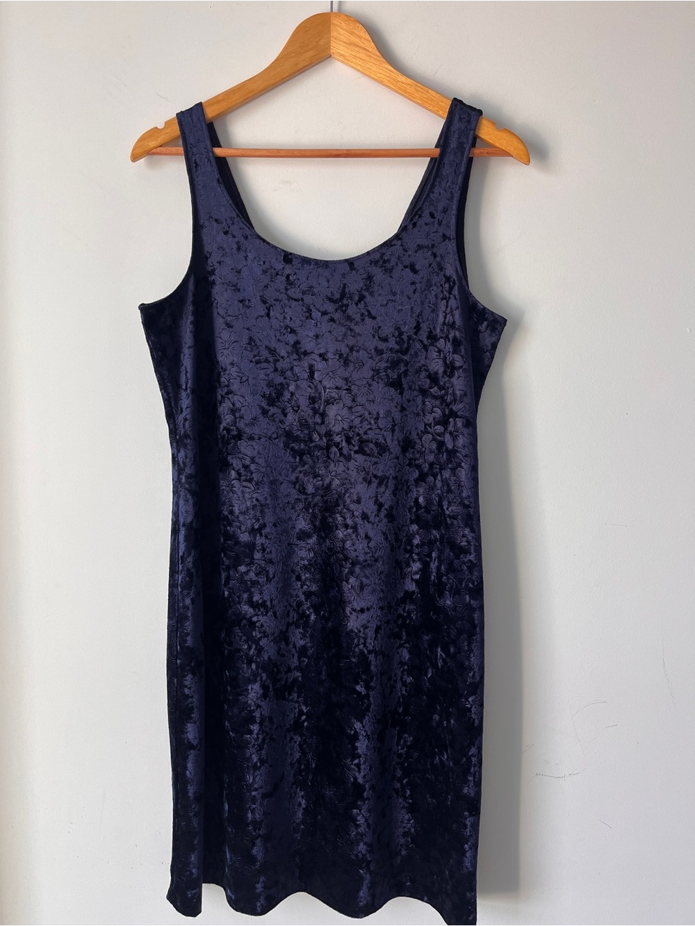 Studio Navy Crushed Floral Velvet Tank Dress | Made in Canada | Sz M | Cocktail